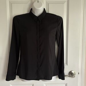 Express XS Silky Black Button Down Shirt / Blouse
